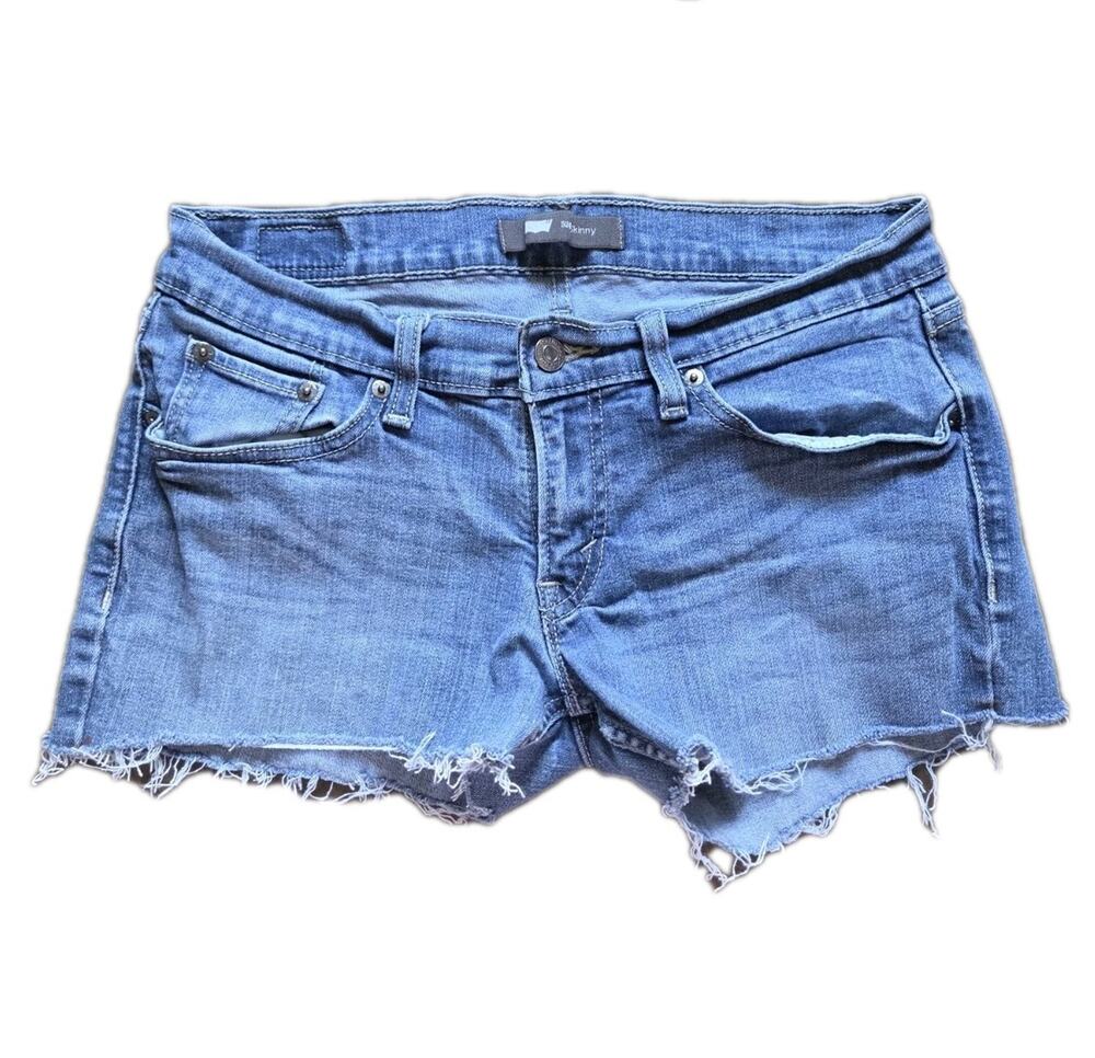 Levi’s 524 Skinny Cutoff Micro Shorts Y2K Festival Frayed Denim Women’s 29